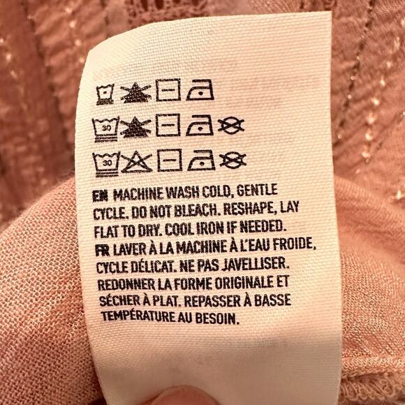 AMERICAN EAGLE | Blush Pink Boho Peasant Blouse Lace Trim Long Sleeve | Medium - Picture 7 of 8